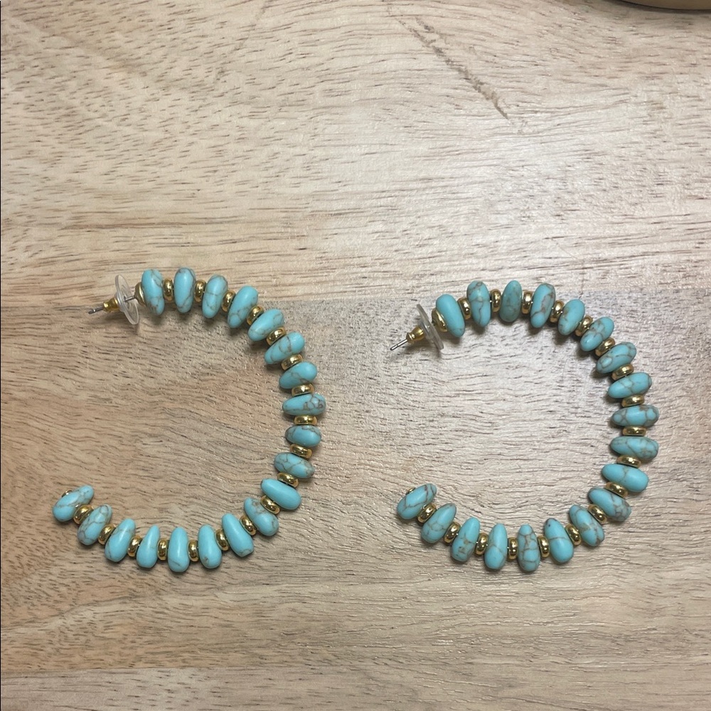 Lele Sadoughi Turquoise Beaded Hoops